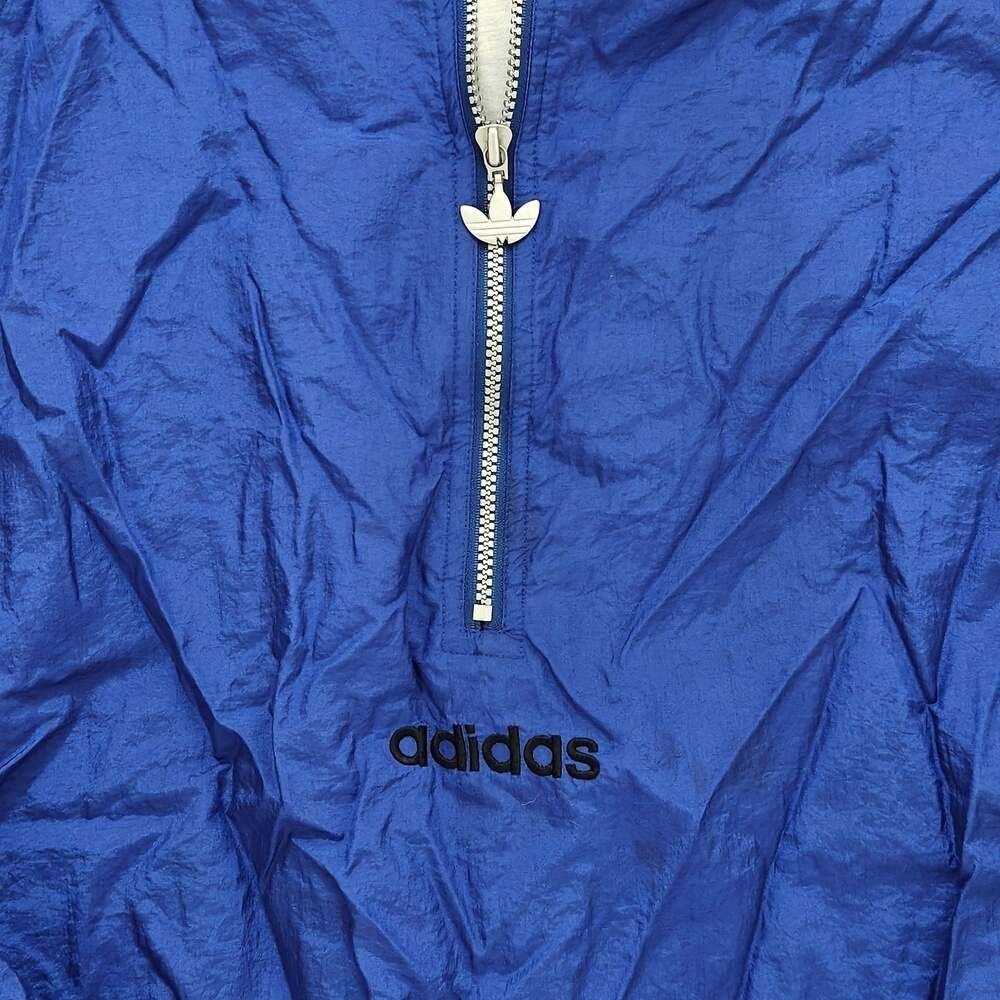 Vintage Adidas Blue and Black Quarter Zip Nylon Windbreaker Jacket XL - Picture 3 of 7